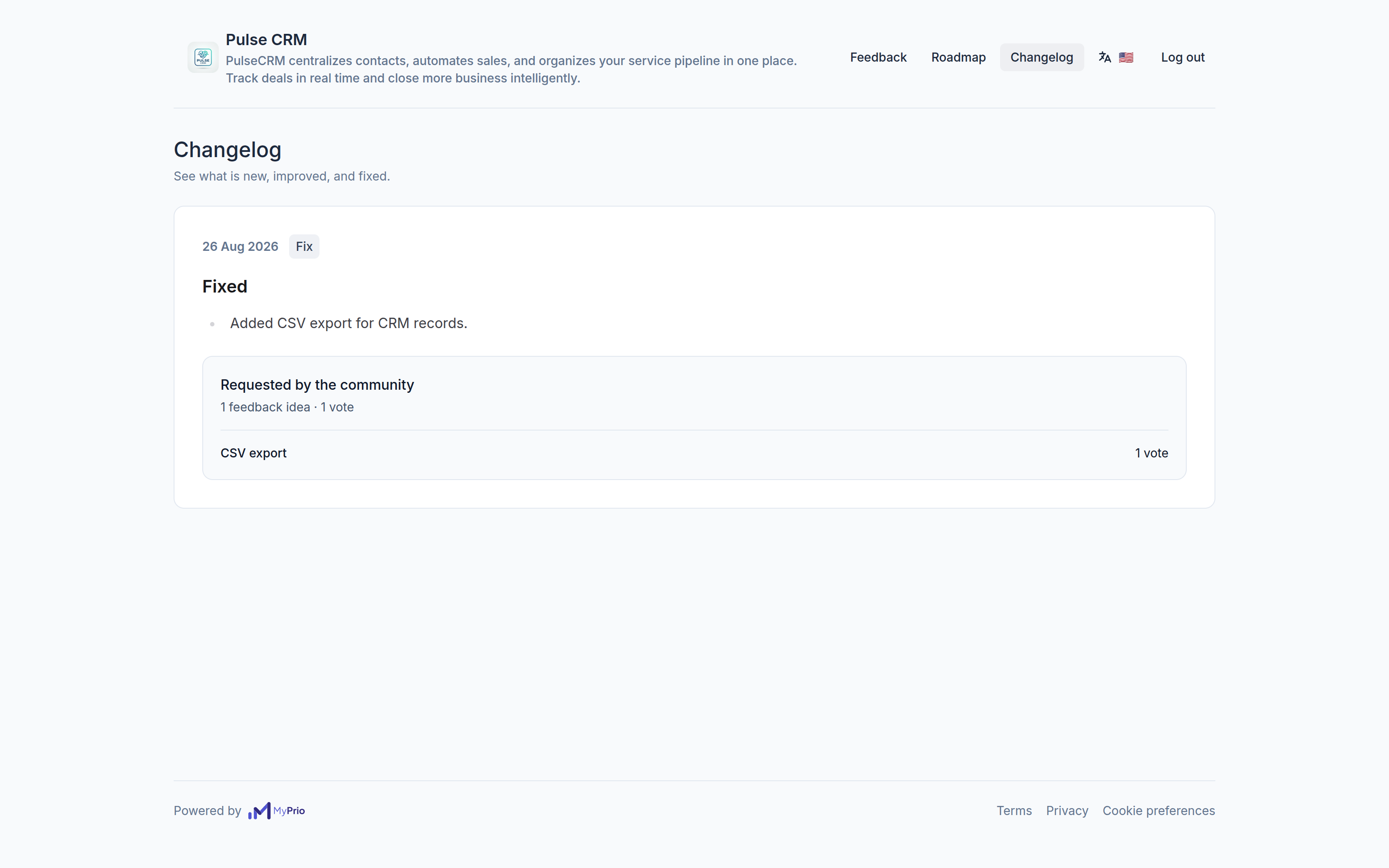 Published changelog updates connected to customer feedback