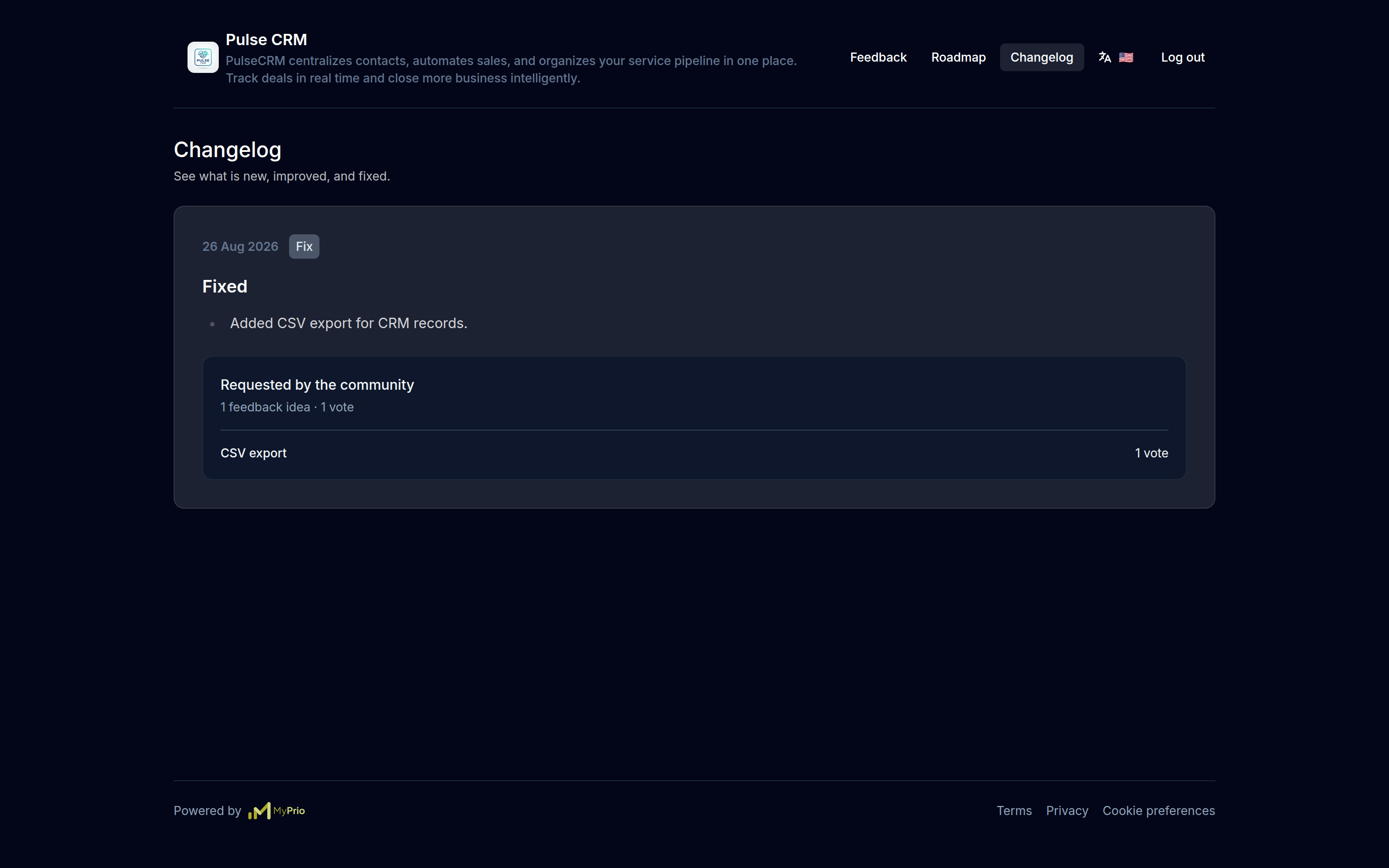 Published changelog updates connected to customer feedback